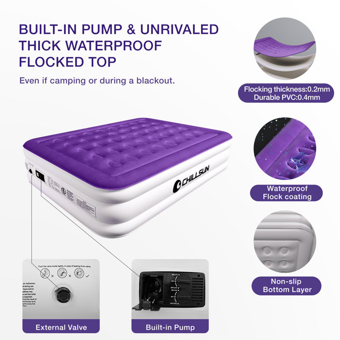 CHILLSUN Air Mattress 16" DoubleHigh Airbed with Builtin Pump Wayfair